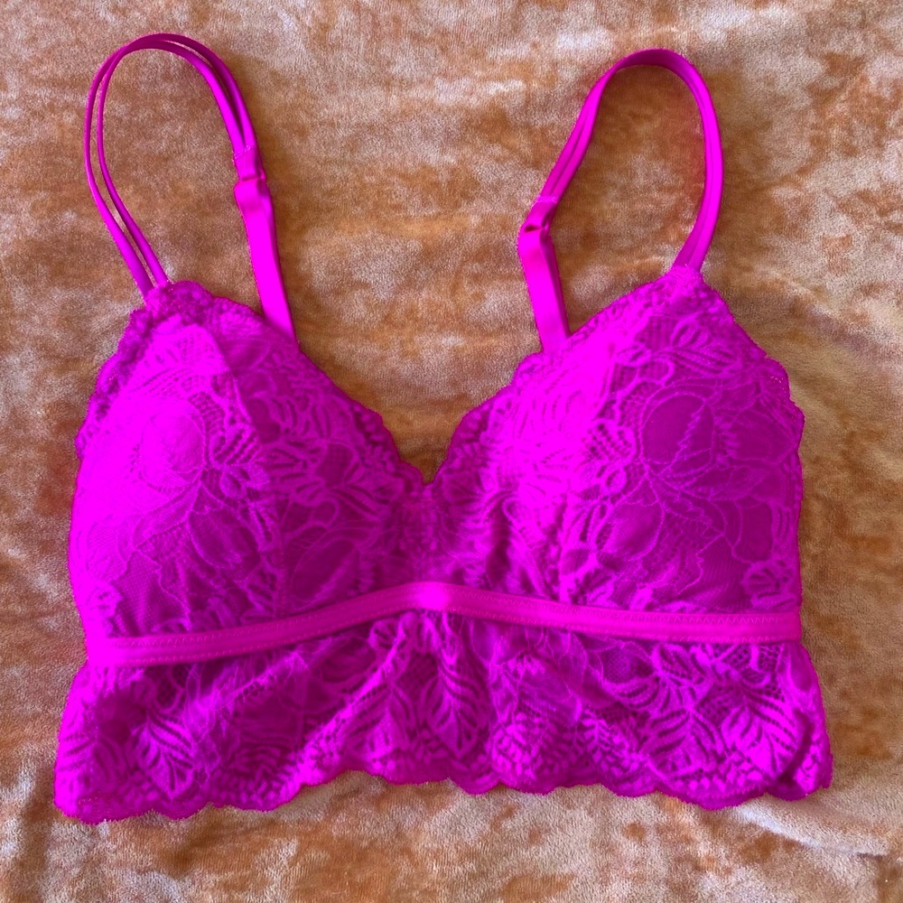 Auden Fuchsia Lace Bralette with Removable Cups Sz S